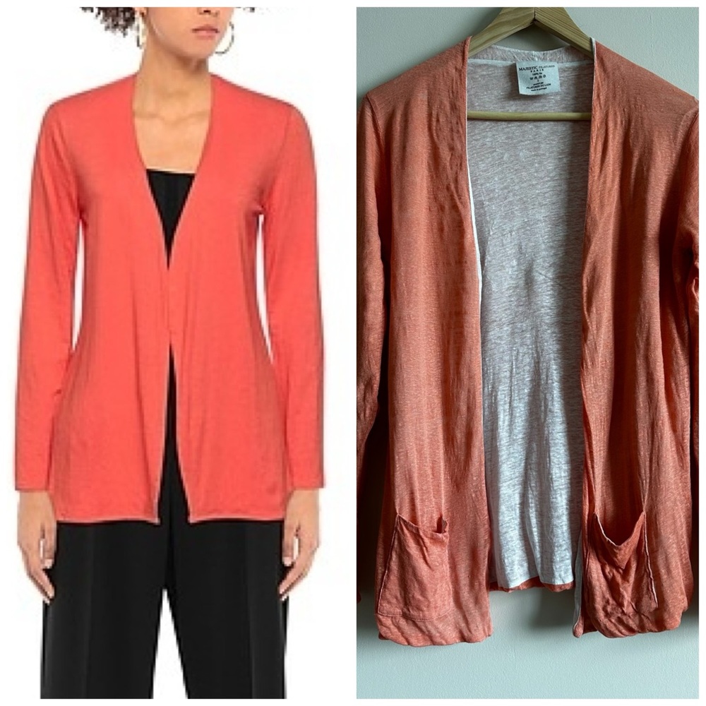 Majestic Filatures Paris Linen Open Front Cardigan